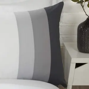 Sleepdown Colour Block Grey Stripe Reversible Duvet Set Bed Quilt Cover Bedding Super king