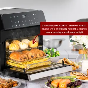 Innoteck Kitchen Pro 11L Digital Steam Air Fryer Oven - 9 Presets in 3 Modes- Real Steam (800W) , Air Fry , Steam+Air Fry (1550W)