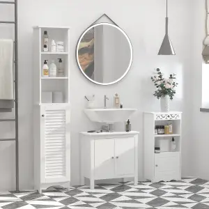 HOMCOM 165cm Freestanding Slimline Bathroom Storage Cabinet w/ 6 Shelves White