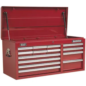 Lockable 14 Drawer Tool Chest in Red - Heavy Duty Storage Solution