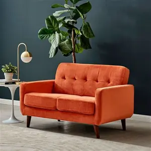 Clarence 2-Seater Sofa Burnt Orange Velvet, Two-Seater Orange Fabric Sofa - Daals - Sofas