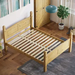 Vida Designs Corona 5ft King Size Solid Wood Bed Frame Distressed Waxed Pine, High Foot End, 200 x 150cm