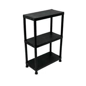 Oypla 3 Tier Black Plastic Heavy Duty Shelving Racking Storage Unit