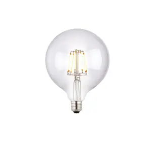 LED Filament Lamp Bulb Dimmable 6W E27 LED 125mm Clear Glass Globe Warm White