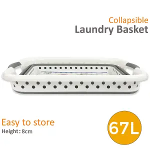 67l Folding Collapsible Laundry Basket Cloth Washing Space Saving Pop Up Bin