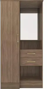 Nevada Vanity 1 Door Wardrobe Rustic Oak Effect