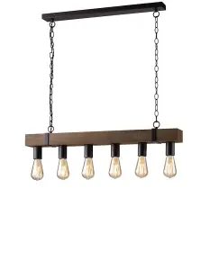 Luminosa Texas Bar Ceiling Pendant, Moro, Antique Wooden, E27