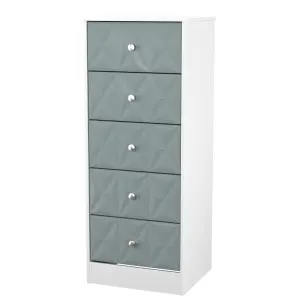 San Jose Ready assembled Duck egg blue & white 5 Drawer Bedside chest (H)1120mm (W)450mm (D)395mm