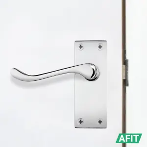 AFIT Polished Chrome Victorian Scroll Door Handles - 4 Pair of Internal Lever Latch Handles on Backplate