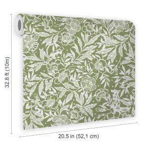 Twilight Ditsy Floral Green Wallpaper