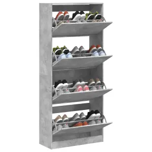 Berkfield Shoe Cabinet with 4 Flip-Drawers Concrete Grey 80x34x187.5 cm