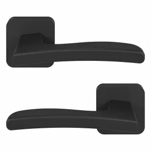 GoodHome Irvil Jet Black Square Latch Door handle (L)126.5mm, Pair