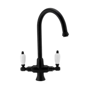 ENKI Dorchester Matte Black Dual Flow Brass Mixer Tap for Kitchen Sink