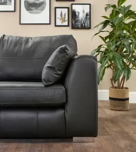 The Great British Sofa Company Verona Black Real Leather 3 & 2 Seater Sofas