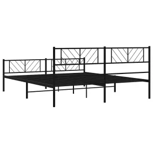 Berkfield Metal Bed Frame with Headboard and Footboard Black 183x213 cm