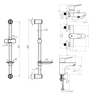 Hommix Rubineta Static-10 + Static-18 + Varianta- Slim Shower & Bathroom Set