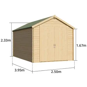 BillyOh Pro Apex Log Cabin Wooden Shed - W2.5m x D4.0m (8 x 13ft) - 19mm Thickness