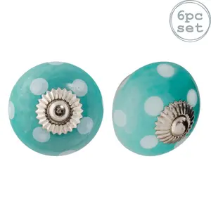 Nicola Spring - Round Ceramic Cabinet Knobs - Spot - Pack of 6