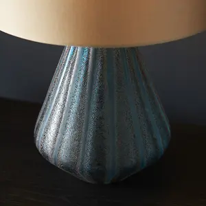 Luminosa Courmayeur Table Lamp Turquoise Tinted Glass & Gold Satin Fabric