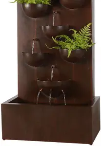 Primrose Tozi Bowl Tiered Water Wall Planter Zinc Water Feature H110cm