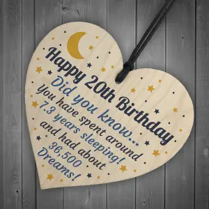 Red Ocean 20th Birthday Card For Daughter Son Wood Heart Novelty 20th Birthday Gift Him Her