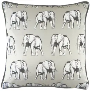 Evans Lichfield Safari Elephant Repeat Piped Feather Filled Cushion