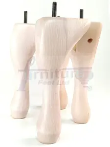 QUEEN ANNE WOODEN LEGS 250mm HIGH SET OF 4 WHITE WASH REPLACEMENT FURNITURE FEET  M8