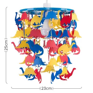 ValueLights Children's Multi-Coloured Dinosaur Nursery Bedroom Ceiling Pendant Light Shade