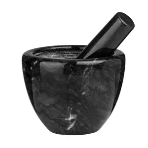 Maison by Premier Black Marble Plain Mortar and Pestle