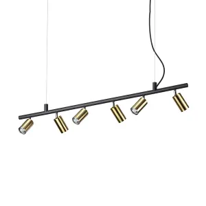 Luminosa Dynamite Indoor Spotlight Ceiling Pendant Lamp 6 Lights Brass Satin, GU10