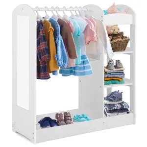 Costway Kids Dress Up Storage Kids Play Armoire Dresser Dressing Up Wardrobe With Mirror