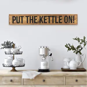 Peak Heritage Engraved Wooden Sign 60cm - Put The Kettle On