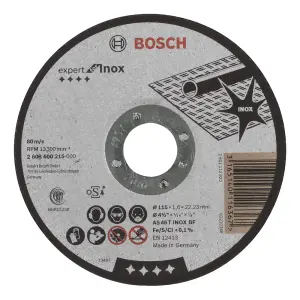 Bosch Professional Expert AS 46 T INOX BF Straight Cutting Disc for Inox, 115mm x 1.6mm