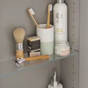 GoodHome Imandra Clear Wall-mounted Bathroom Shelf (D)11cm (L)55.8cm