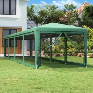 Berkfield Party Tent with 10 Mesh Sidewalls Green 3x12 m HDPE