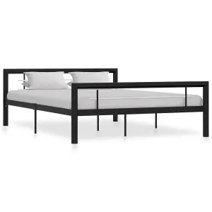 Berkfield Bed Frame Black and White Metal 140x200 cm