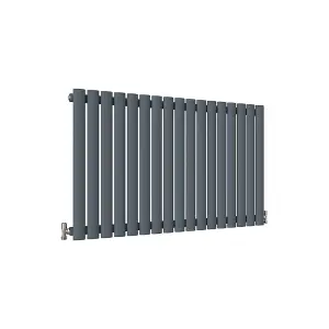 Horizontal Anthracite Single Oval Panel Radiator (H)600mm x (W)1003mm, 3522 BTU.