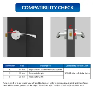 XFORT 4 Pack 65mm Satin Chrome Tubular Latch, Mortice Door Latch