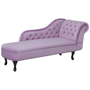 Right Hand Chaise Lounge Velvet Light Violet NIMES