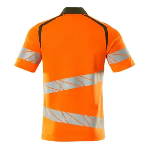 Mascot Accelerate Safe Modern Fit Polo Shirt (Hi-Vis Orange/Moss Green)  (XXXX Large)