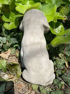 Sitting Puppy Dog Stone Statue Outdoor British Made Garden Ornament Puppy Dog