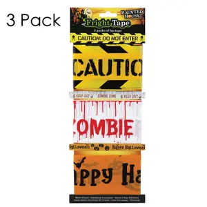 Halloween Tape Decoration Caution Tape, Zombie Zone, Happy Halloween 3m