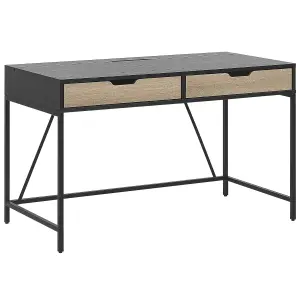 Home Office Desk with Storage Black JENA