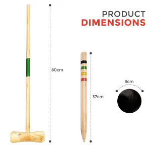 NEW 4 PLAYER CROQUET SET WOODEN MALLET KIDS SUMMER FUN OUTDOOR GARDEN GAME