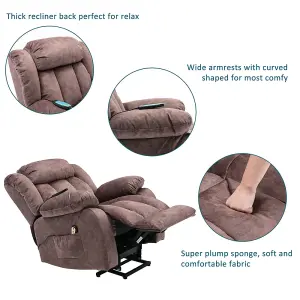 Power Massage Lift Recliner Chair with Heat & Vibration for Elderly, Heavy Duty and Safety Motion Reclining Mechanism, Brown