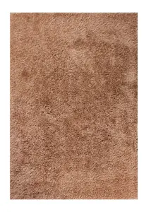 Beige Plain Shaggy Handmade Sparkle Easy to Clean Rug For Dining Room Bedroom And Living Room-120cm X 170cm