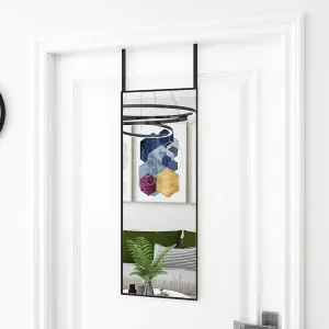 Berkfield Door Mirror Black 30x80 cm Glass and Aluminium