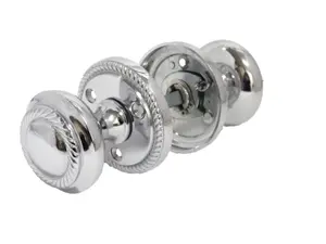 Door Knobs Round Georgian Roped Mortice Knob - Chrome Polished 62mm