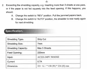 Sohler A4 Paper Electric Shredder Strip Cut Shredding Card Document Bin SL-512SC