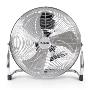 KEPLIN 16" Heavy Duty Chrome Floor Fan with 3 Speeds